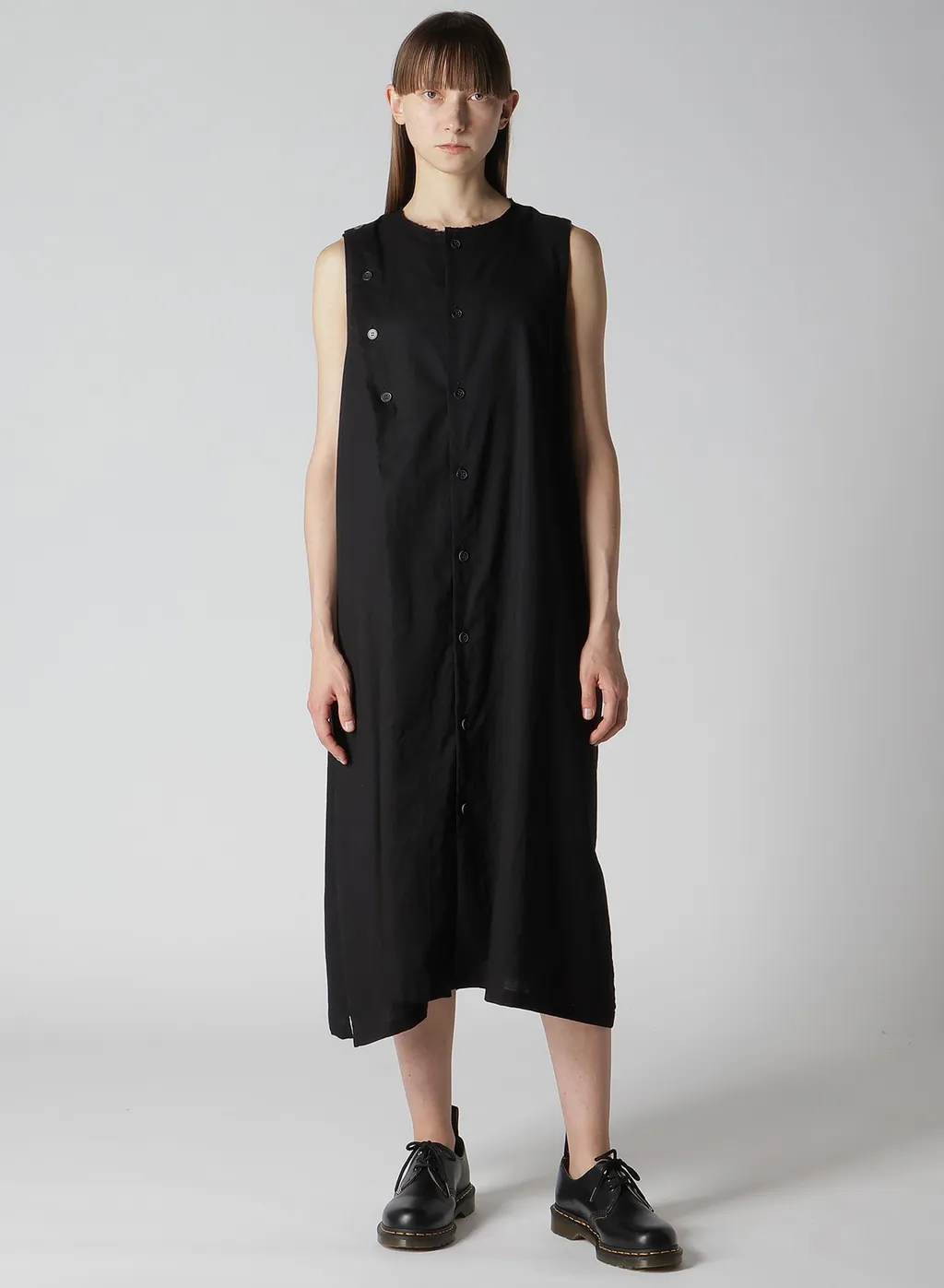 [Y's Born Product] Thin Cotton Twill Asymmeteric Button Dress