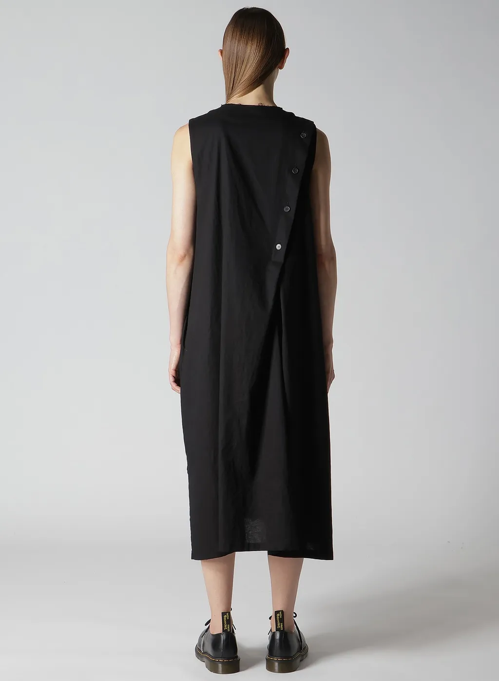 [Y's Born Product] Thin Cotton Twill Asymmeteric Button Dress
