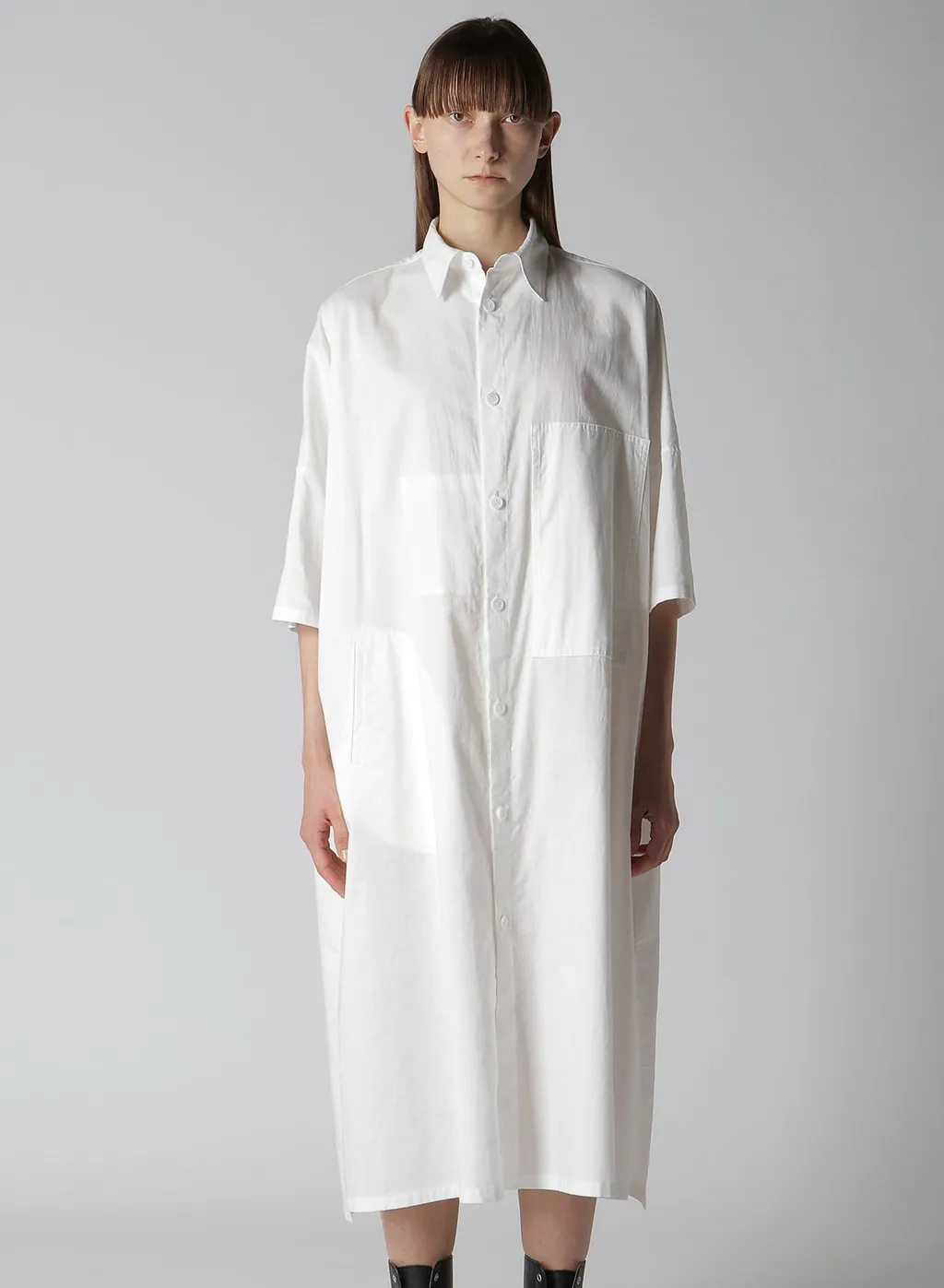 [Y's Born Product] Thin Cotton Twill Big Shirt Dress