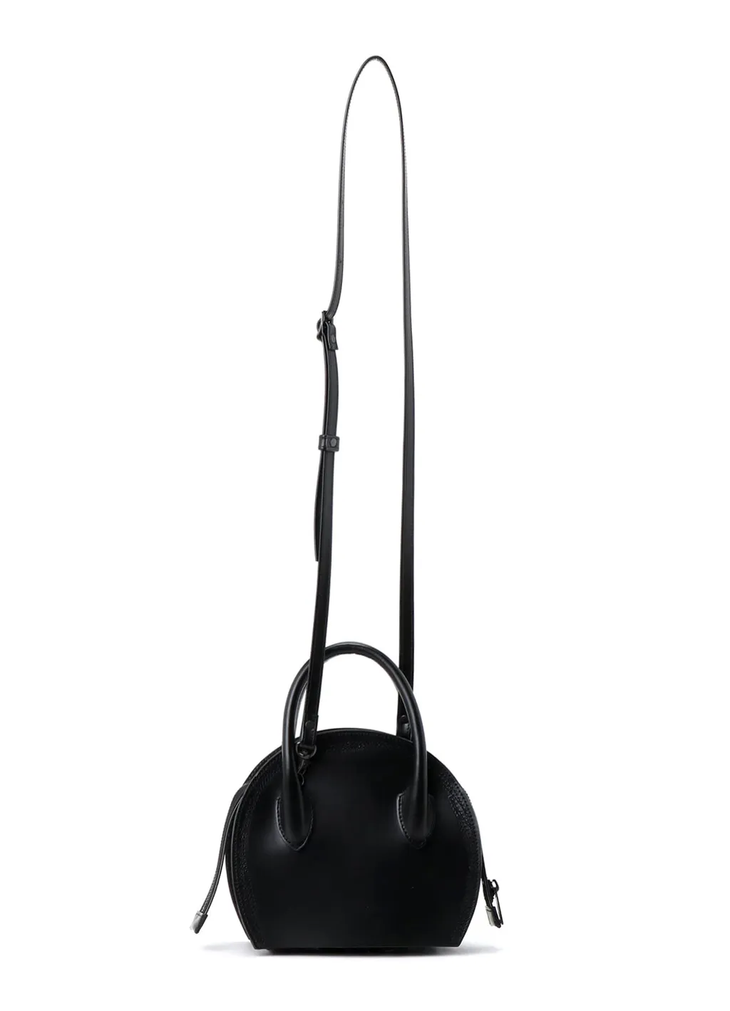 Semi-Gloss Leather Chopped Round Bag