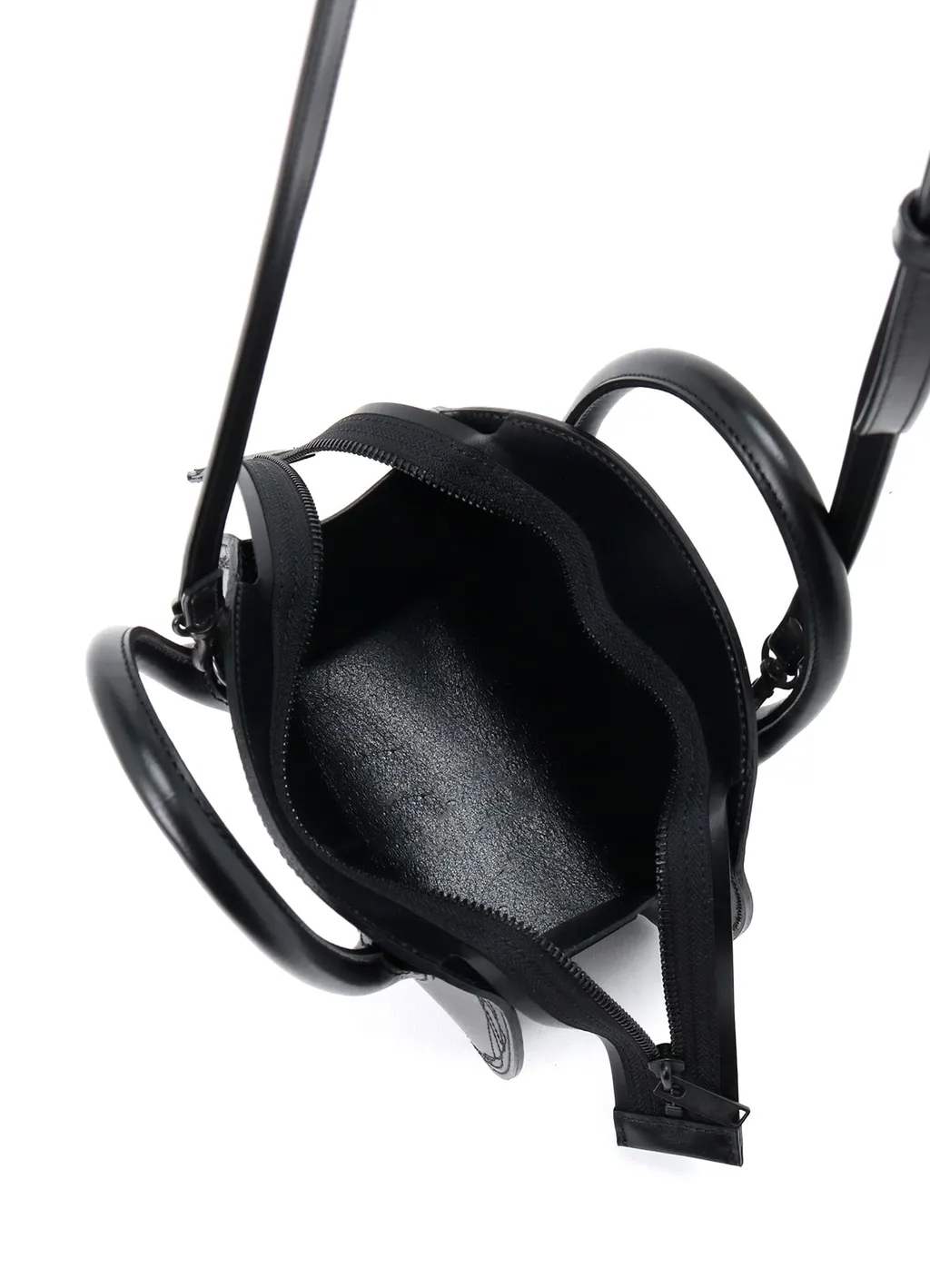 Semi-Gloss Leather Chopped Round Bag