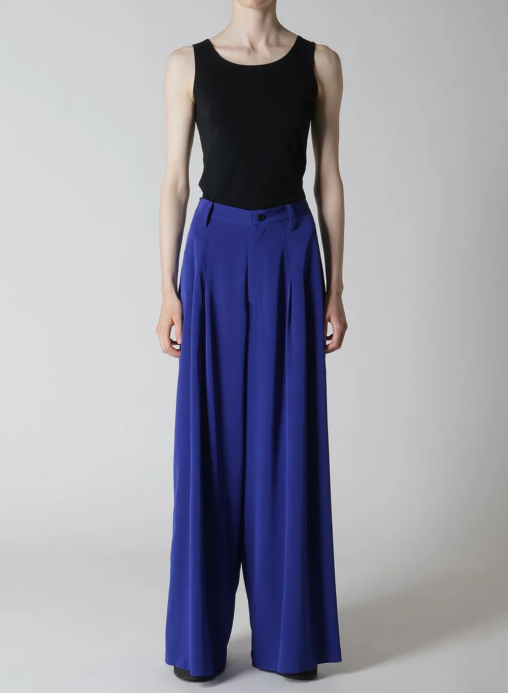 Crepe De Chine Doube Tucked Wide Pants