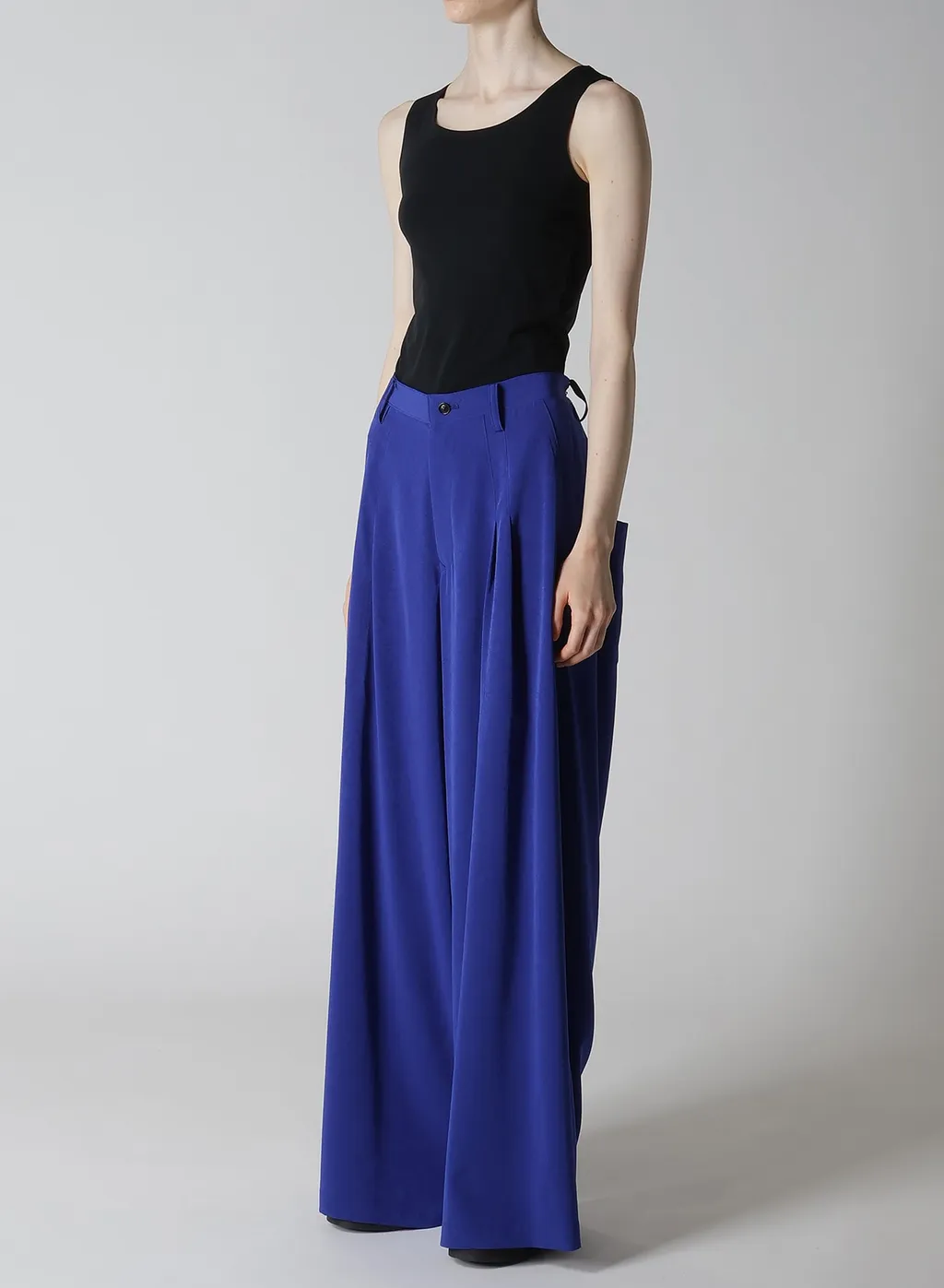 Crepe De Chine Doube Tucked Wide Pants