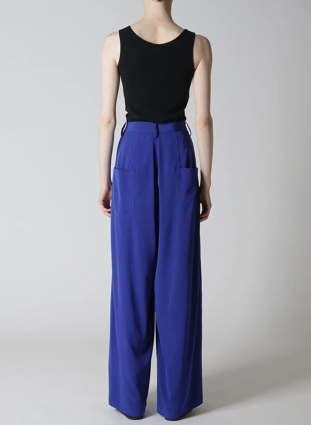 Crepe De Chine Doube Tucked Wide Pants