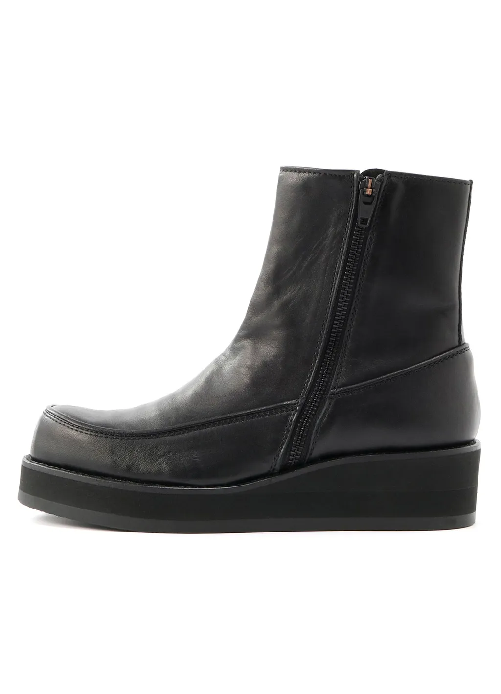 Soomth Leather Platform Zip Up Boots