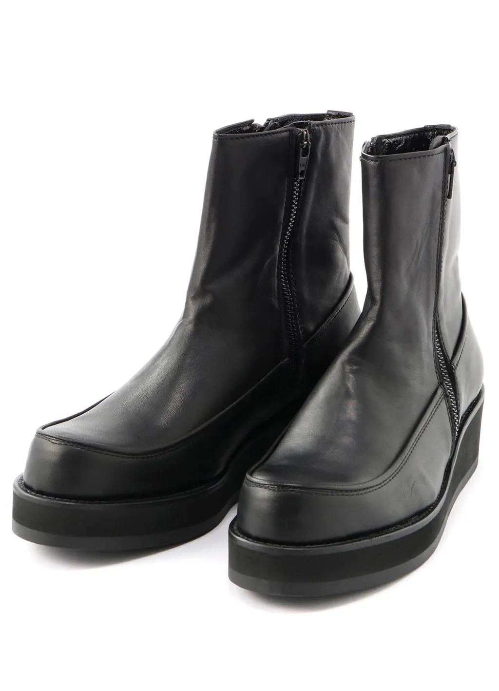 Soomth Leather Platform Zip Up Boots