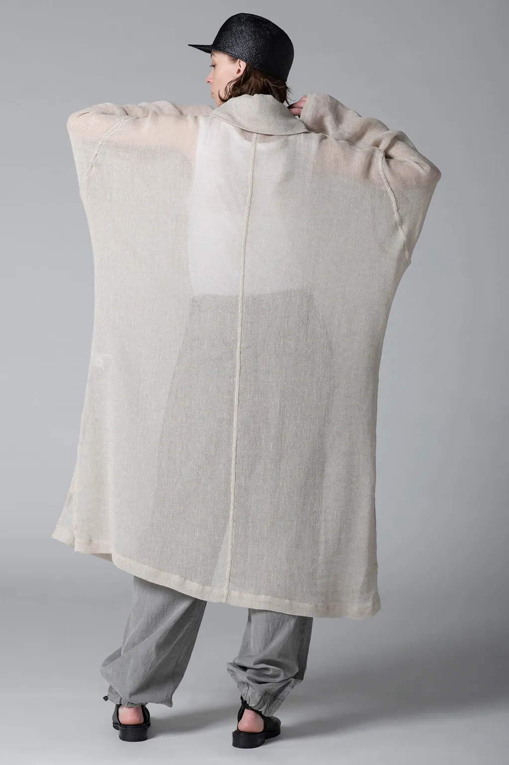 Leno Cloth Stand Collar Dress