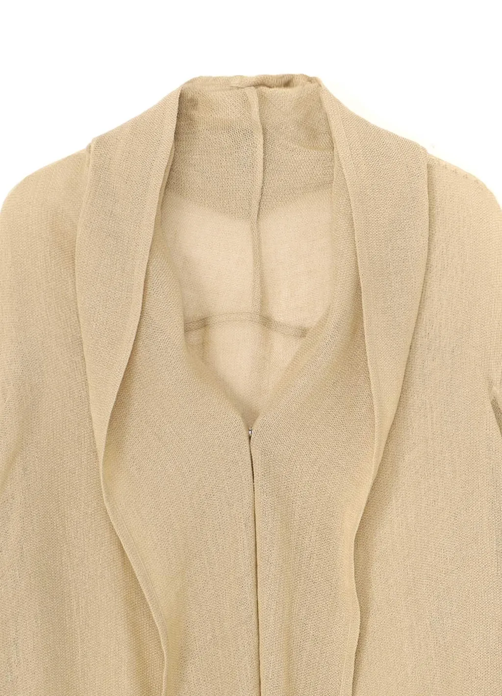 Leno Cloth Shawl Collar Long Cardigan