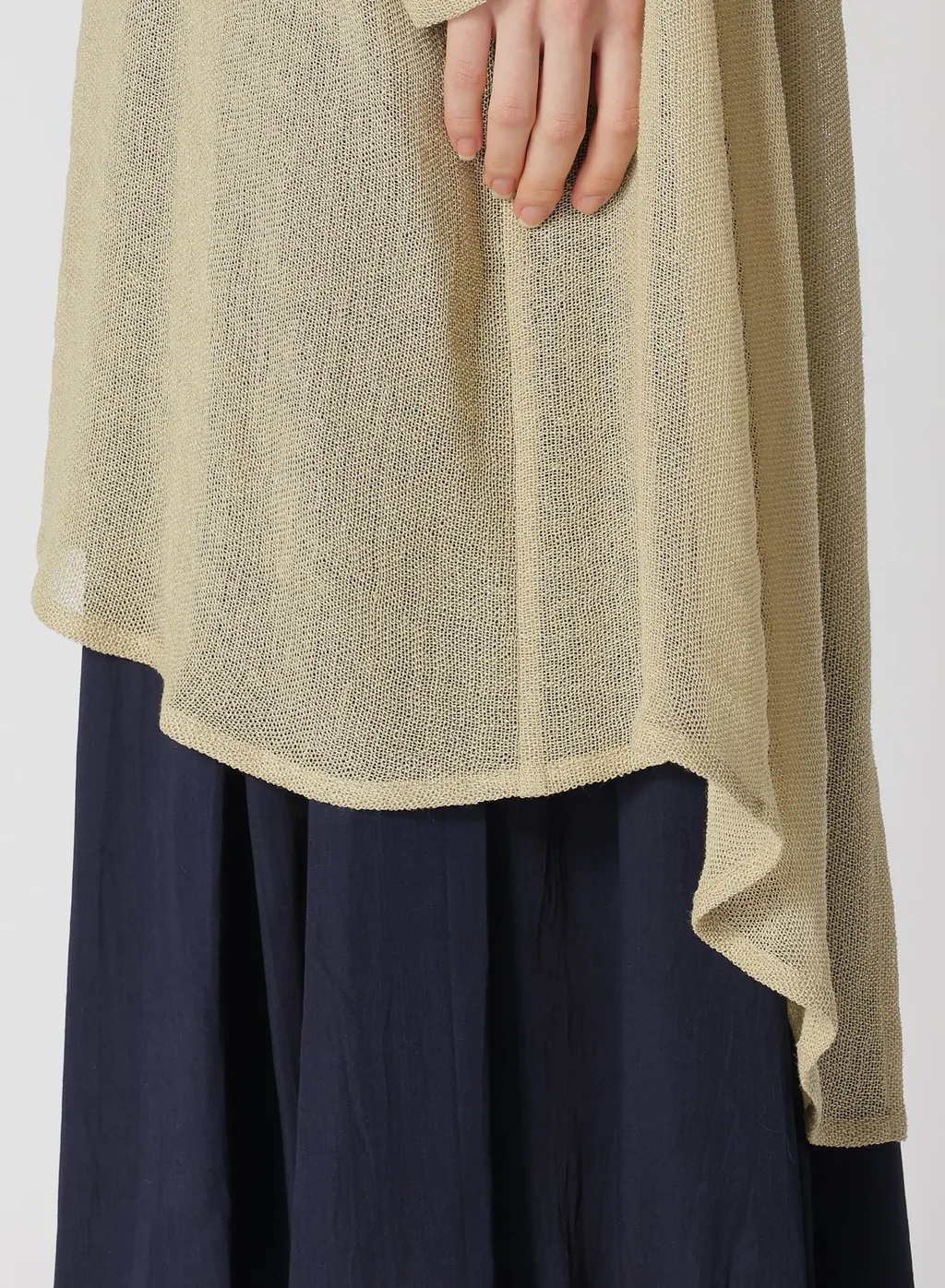 Leno Cloth Shawl Collar Long Cardigan