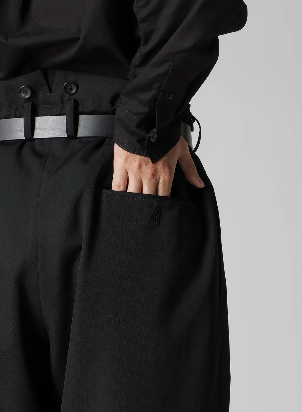 Wool Gabardine 2 Tucks Suspender Pants