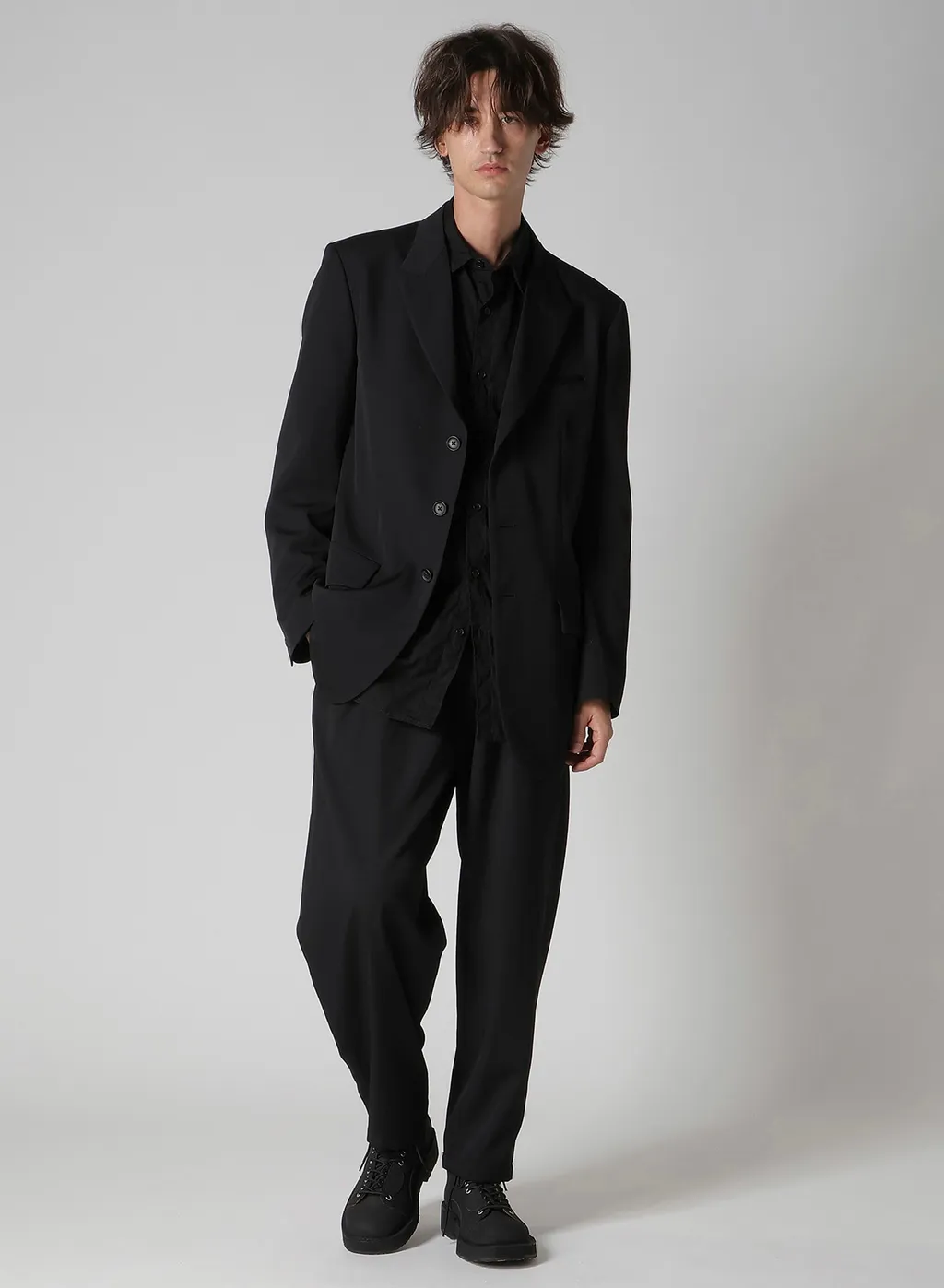 Wool Gabardine 2 Tucks Suspender Pants