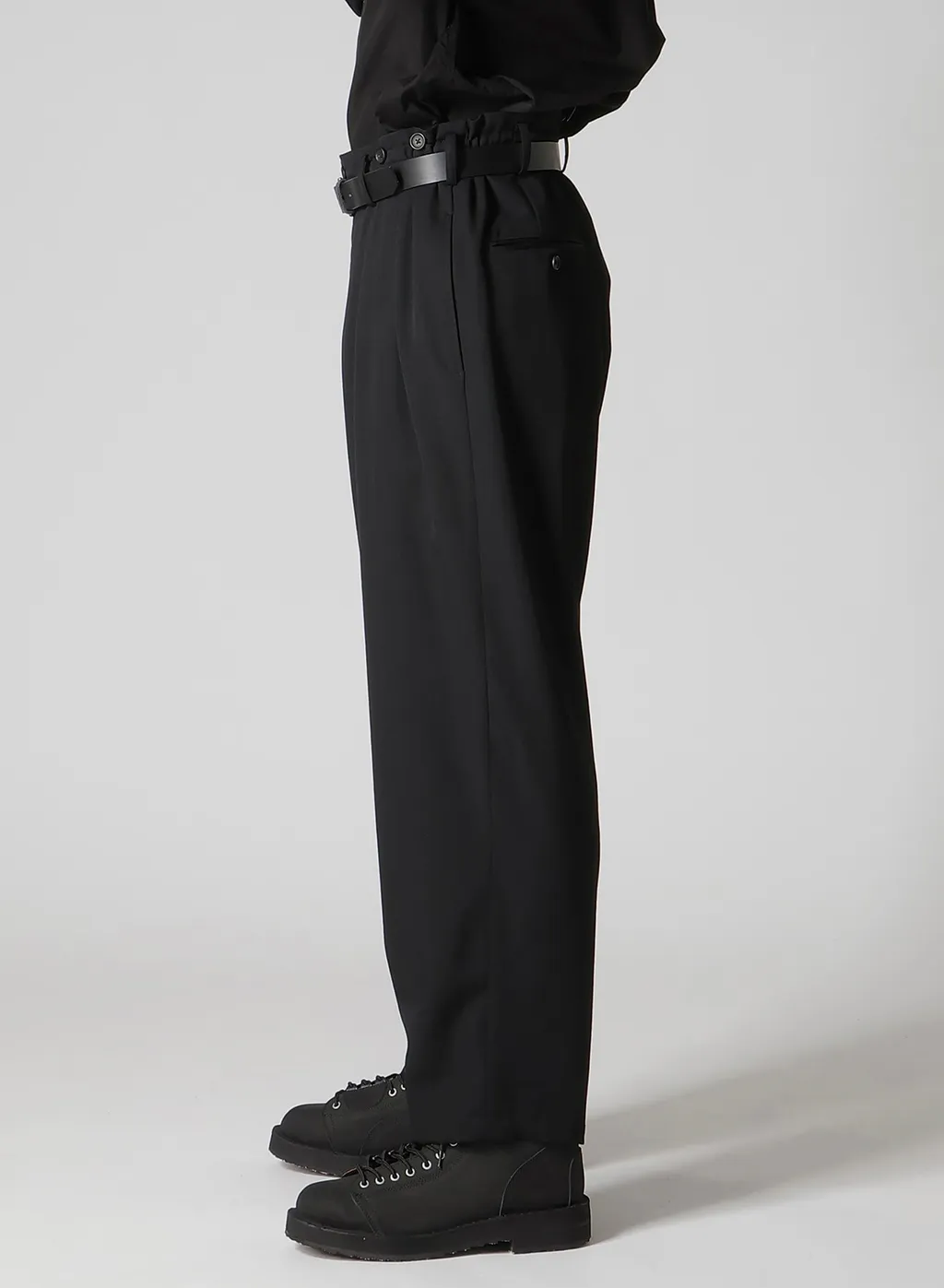 Wool Gabardine 2 Tucks Suspender Pants