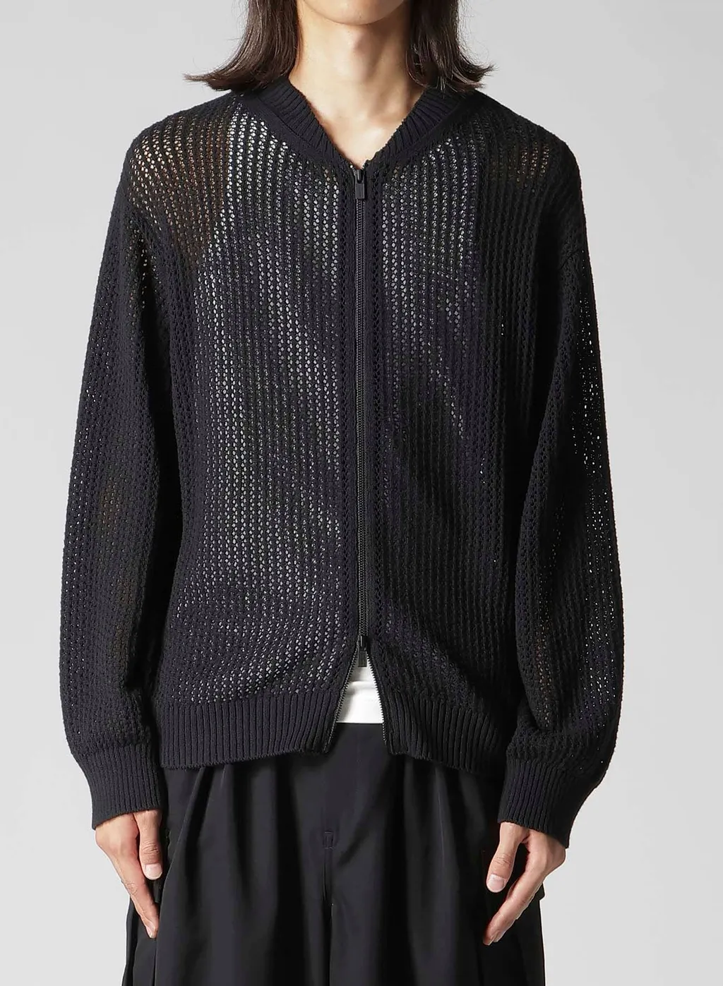 7G 1Ply Openwork Zip Blouson