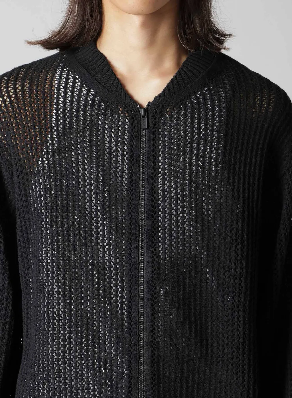 7G 1Ply Openwork Zip Blouson
