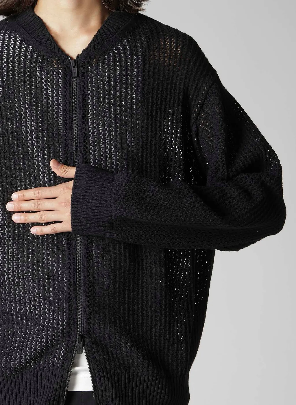 7G 1Ply Openwork Zip Blouson