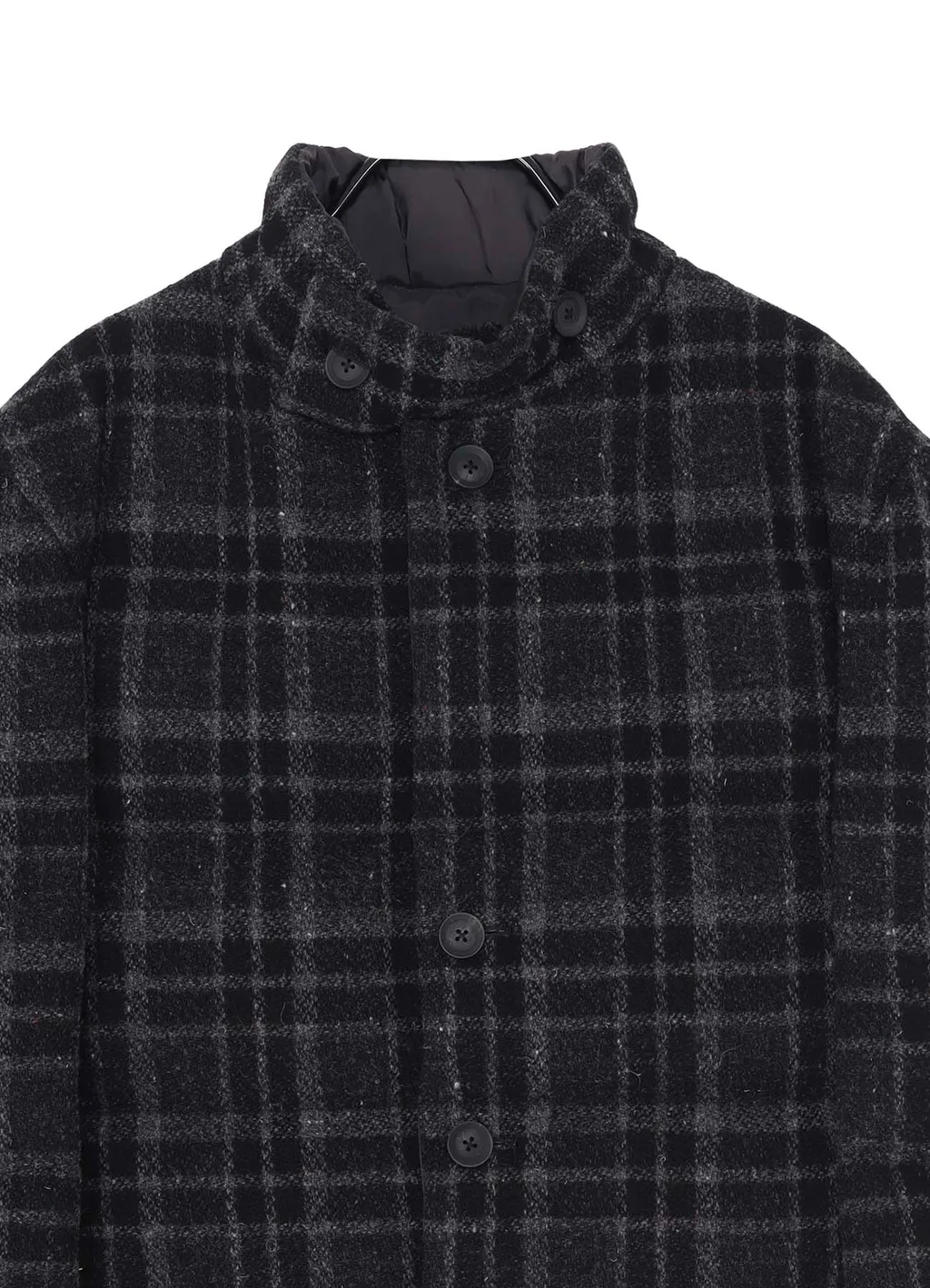 Horizontal Padded Plaid Stand Jacket