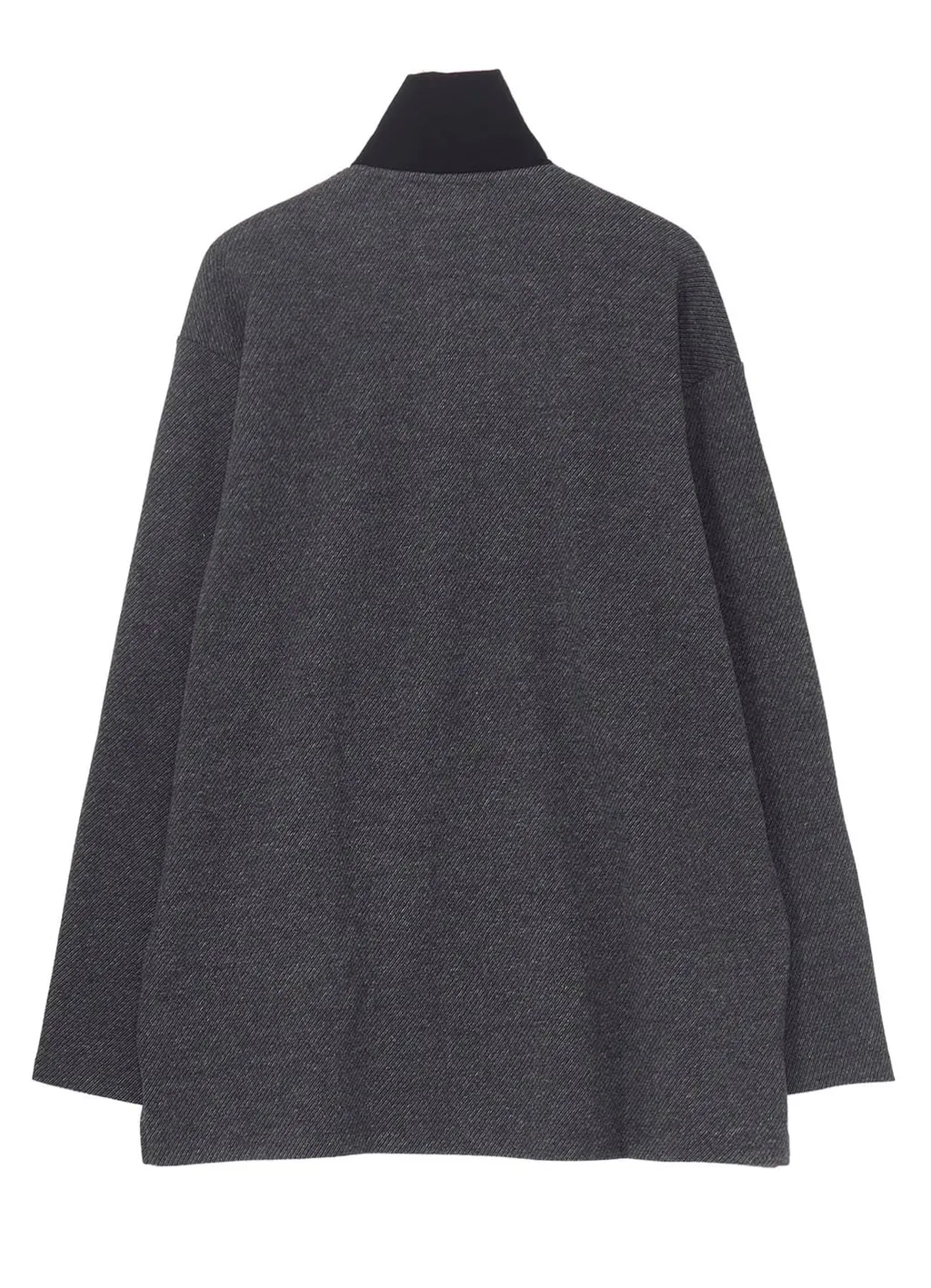 C/W Twill Jersey Padded Collar Half Zip Long Blouse