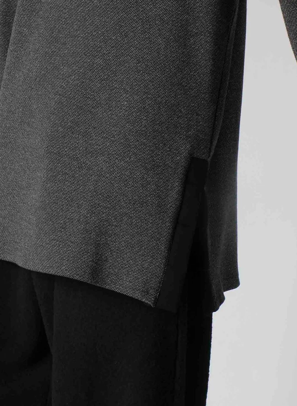 Cotton Wool Twill Jersey Side Slit Padded High Neck Po