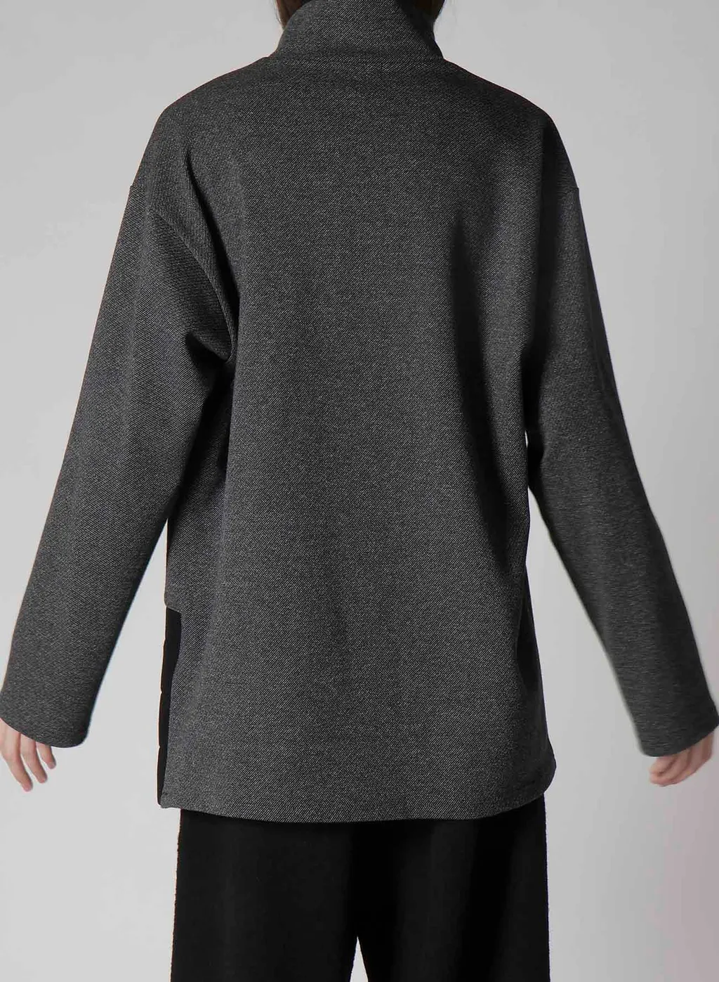 Cotton Wool Twill Jersey Side Slit Padded High Neck Po