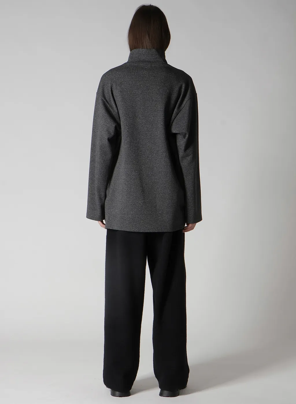 Cotton Wool Twill Jersey Side Slit Padded High Neck Po