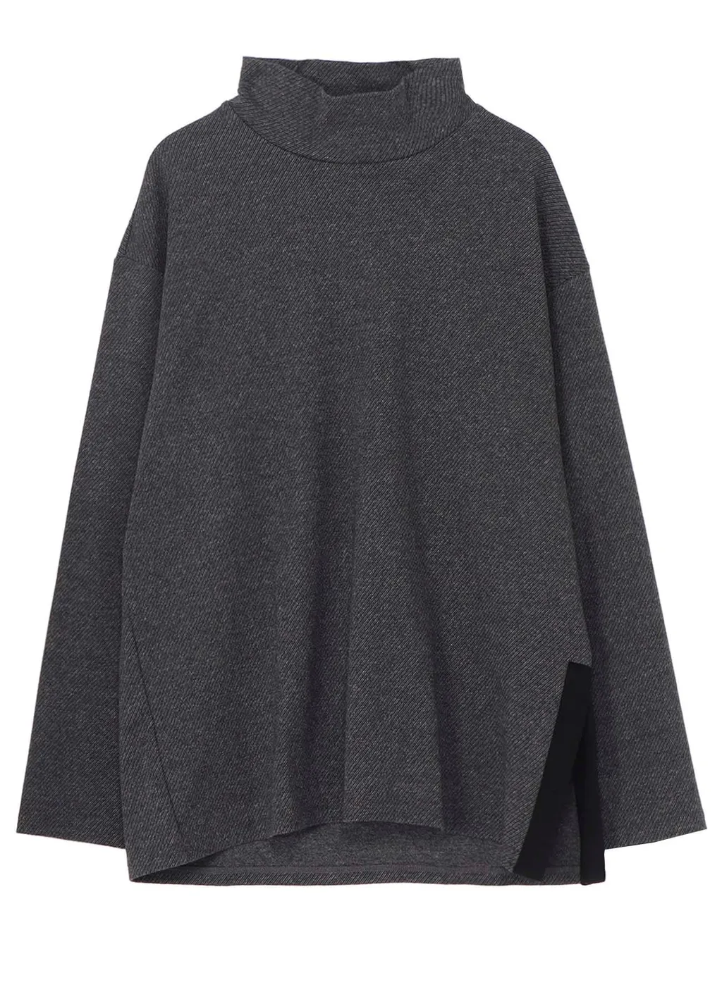 Cotton Wool Twill Jersey Side Slit Padded High Neck Po