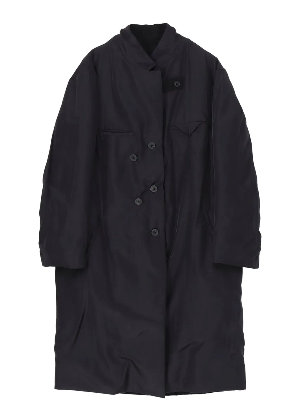 Silk Denim 3Buttons Diagonal Padded Long Jacket