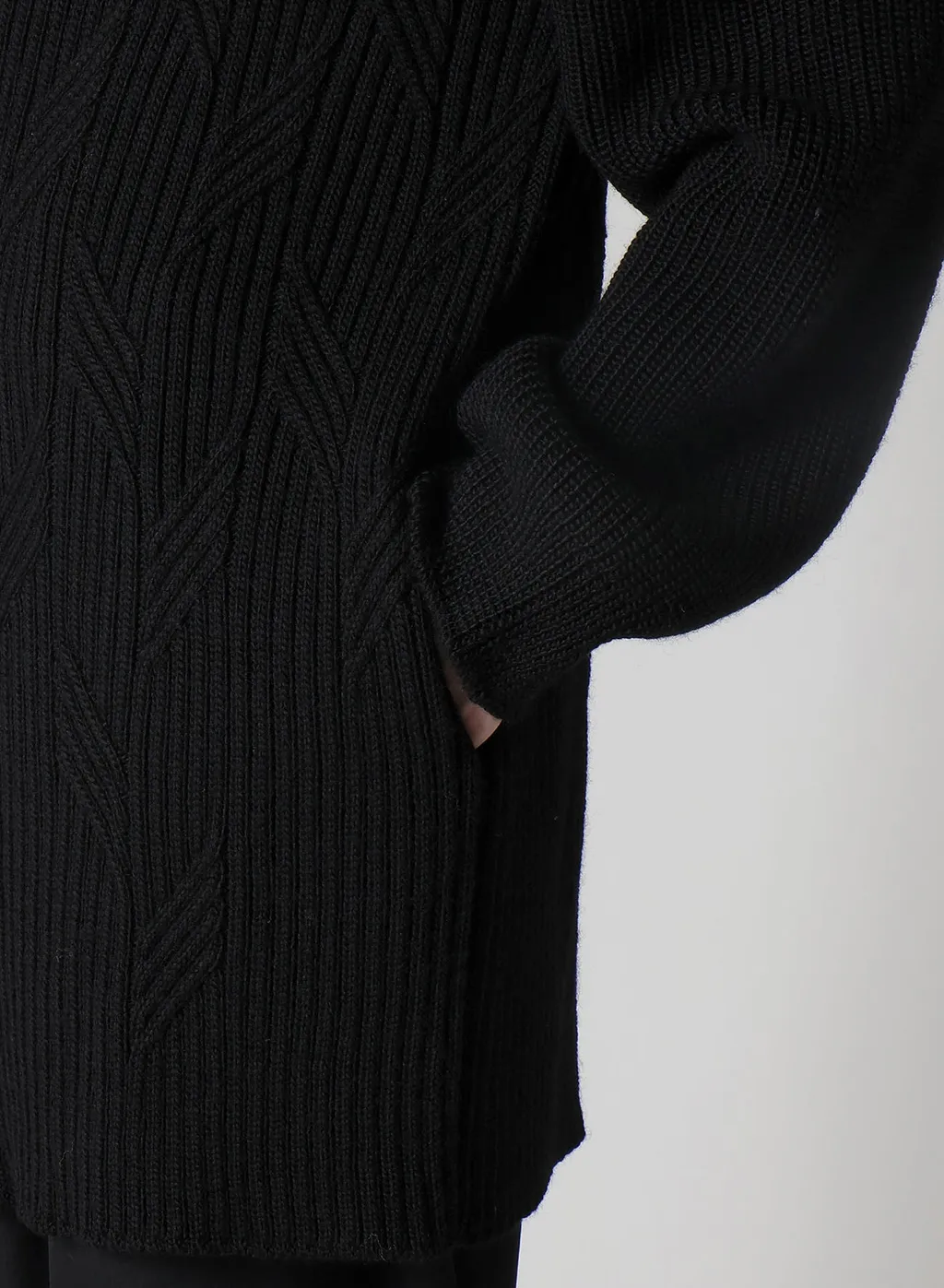 5G1P Cable+Cardigan Stitch Zip V Neck Cardigan