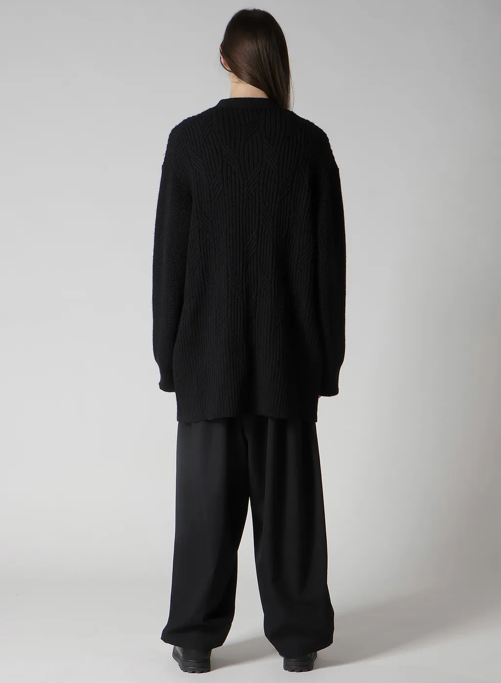 5G1P Cable+Cardigan Stitch Zip V Neck Cardigan