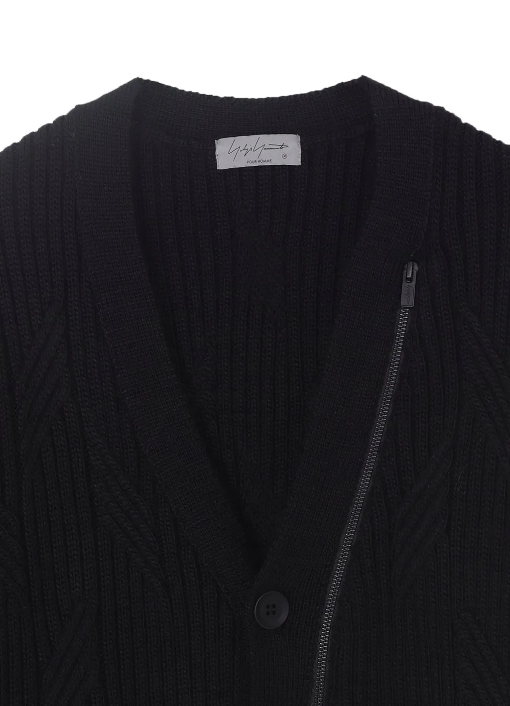 5G1P Cable+Cardigan Stitch Zip V Neck Cardigan
