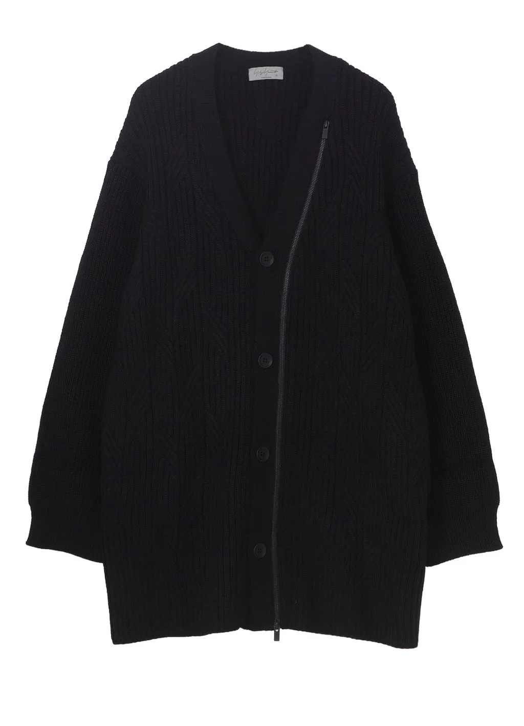 5G1P Cable+Cardigan Stitch Zip V Neck Cardigan