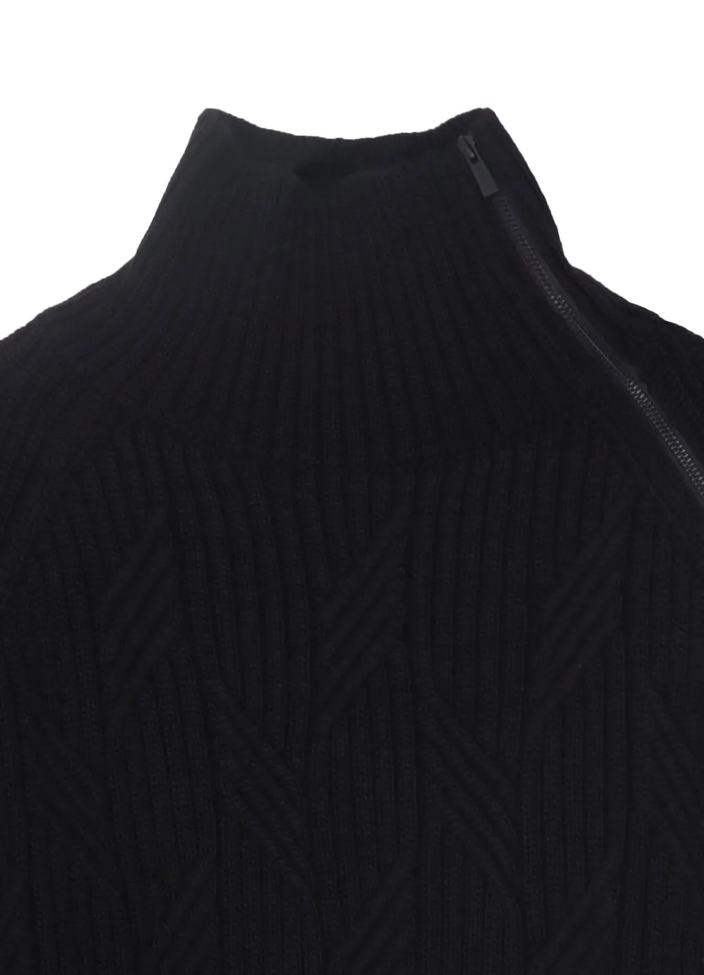 5G1P Cable+Cardigan Stitch Side Zip Hign Neck Po