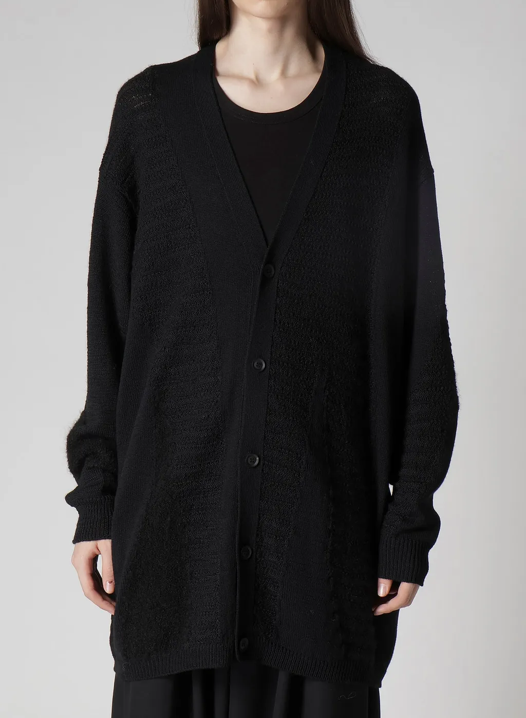 5G1P Combination Knit Combination V Neck Cardigan