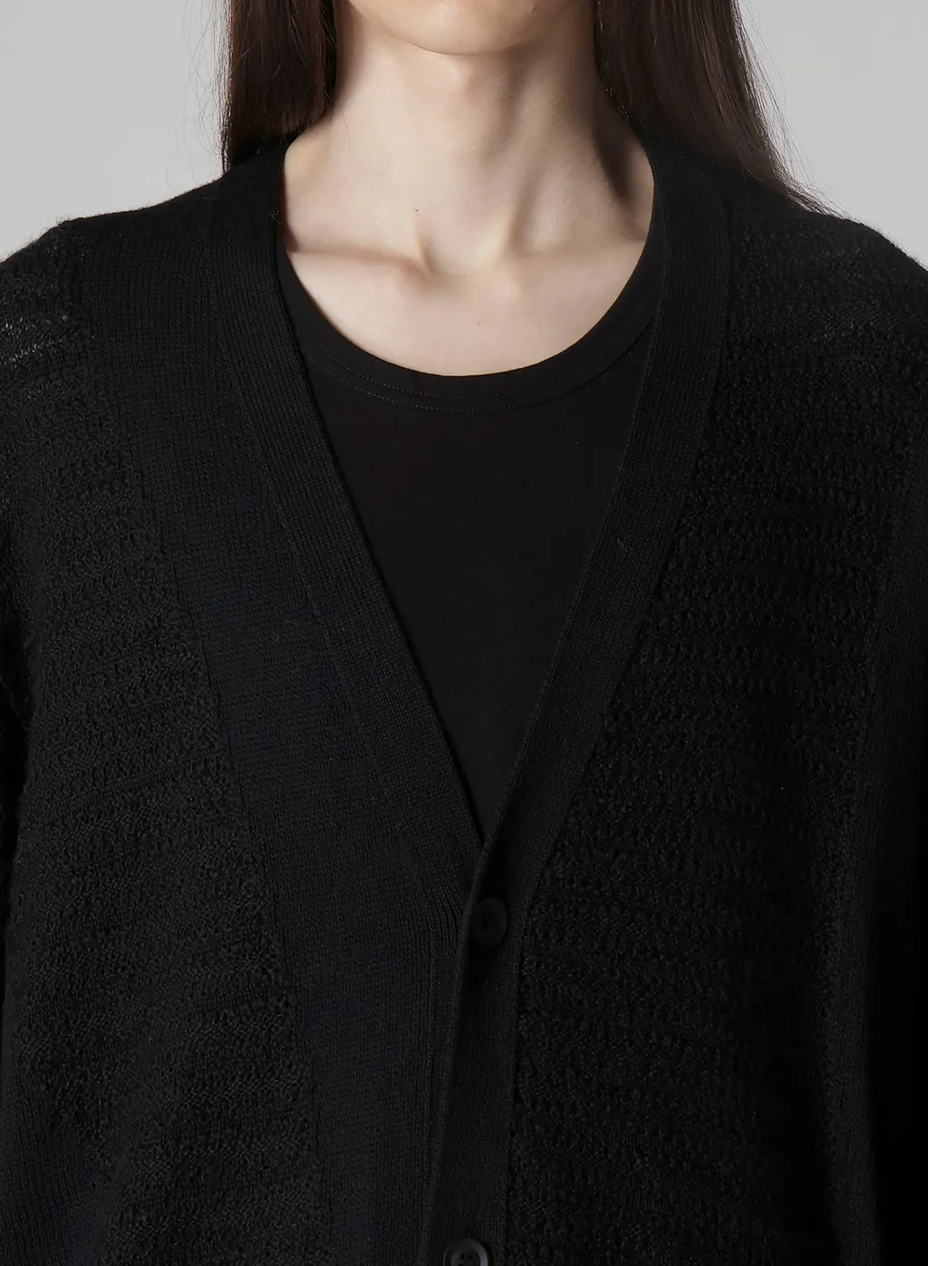 5G1P Combination Knit Combination V Neck Cardigan