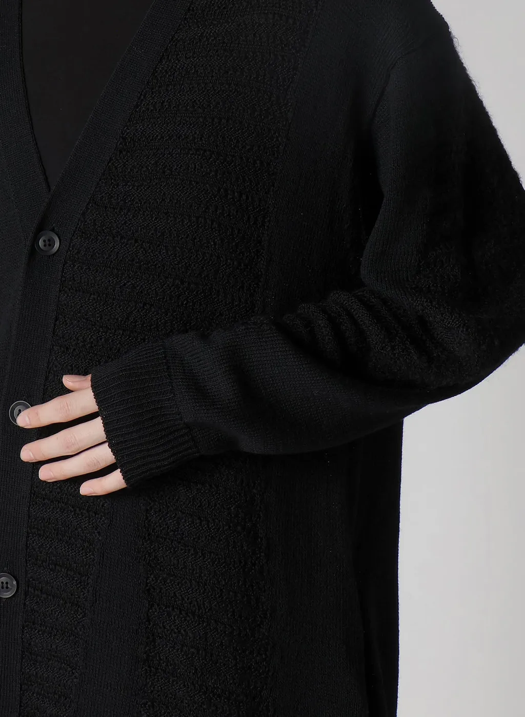 5G1P Combination Knit Combination V Neck Cardigan