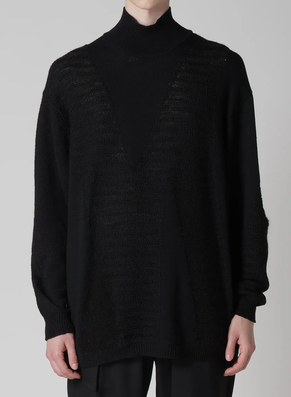 5G1P Combination Knit Paneled High Neck Po