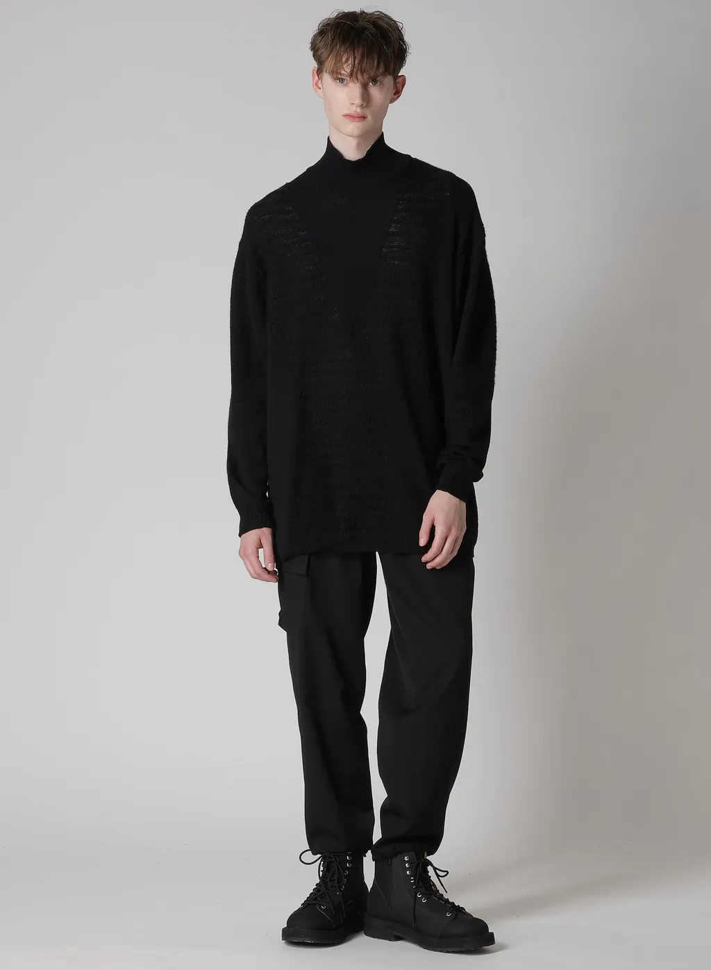 5G1P Combination Knit Paneled High Neck Po