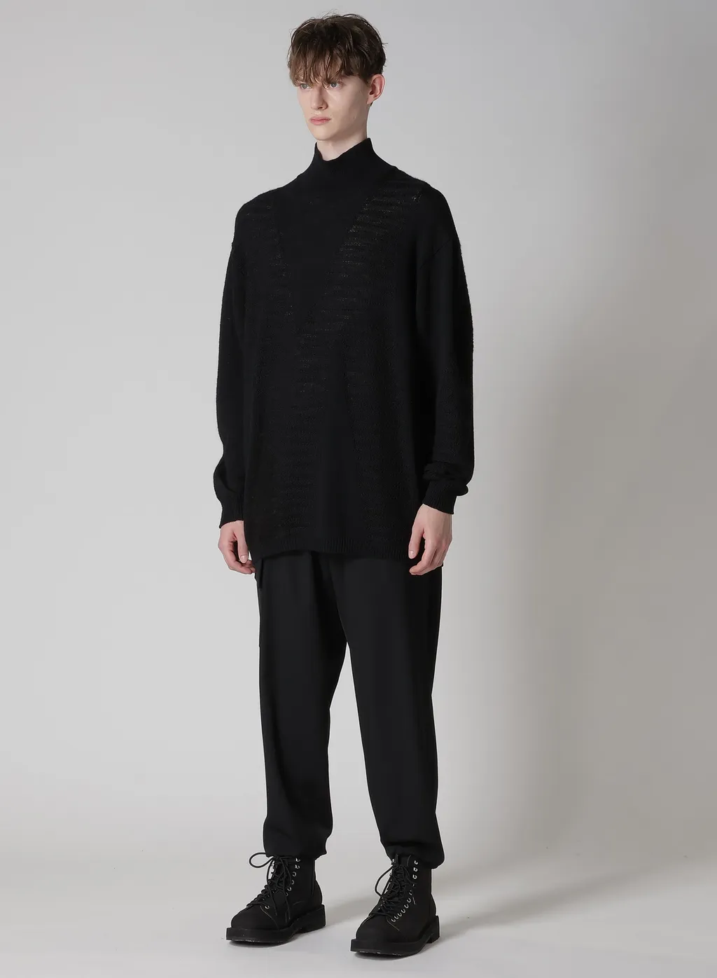 5G1P Combination Knit Paneled High Neck Po