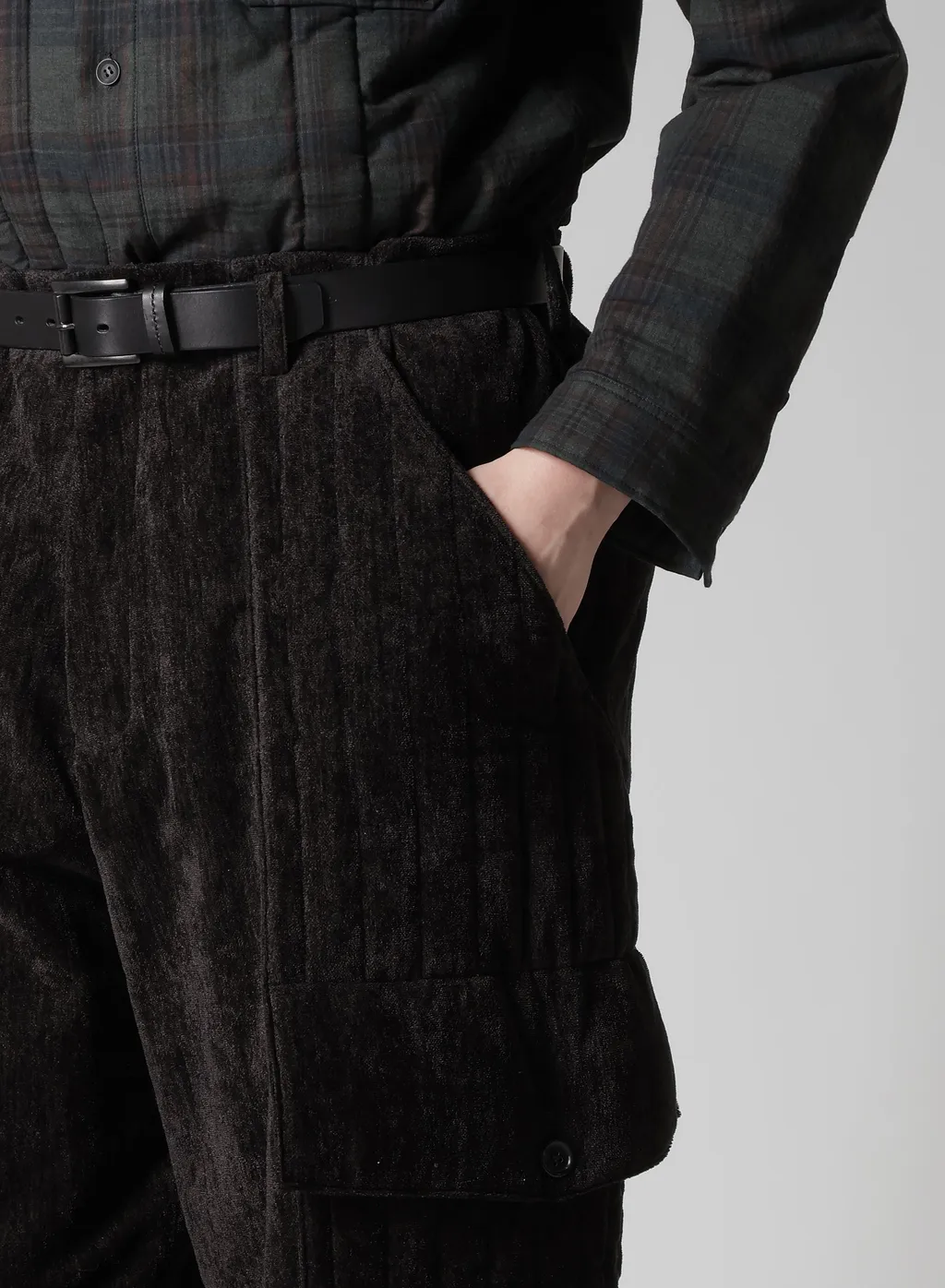 Linen Velvet Out Pocket Padded Pants