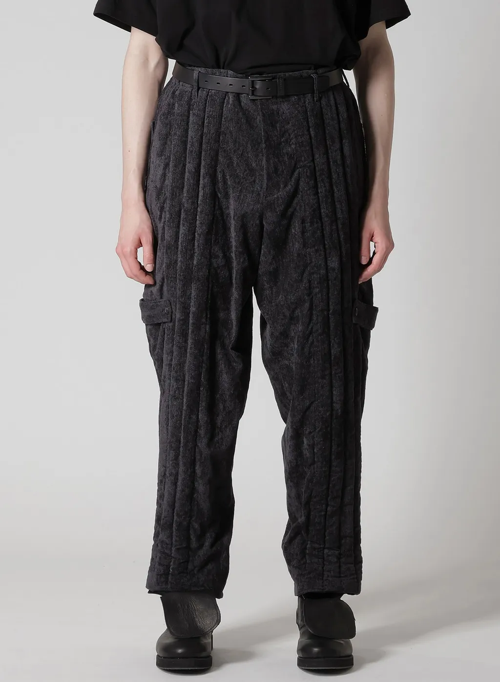 Linen Velvet Tab Detail Padded Pants