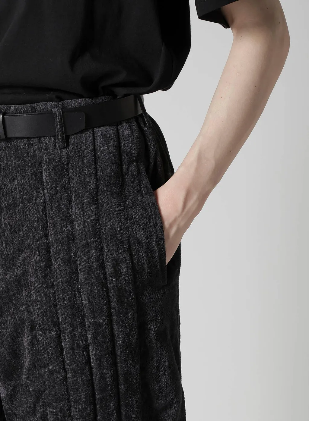 Linen Velvet Tab Detail Padded Pants