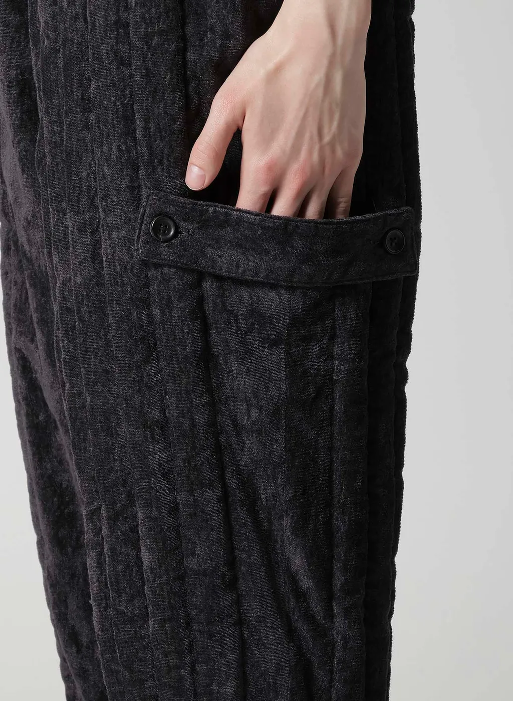 Linen Velvet Tab Detail Padded Pants