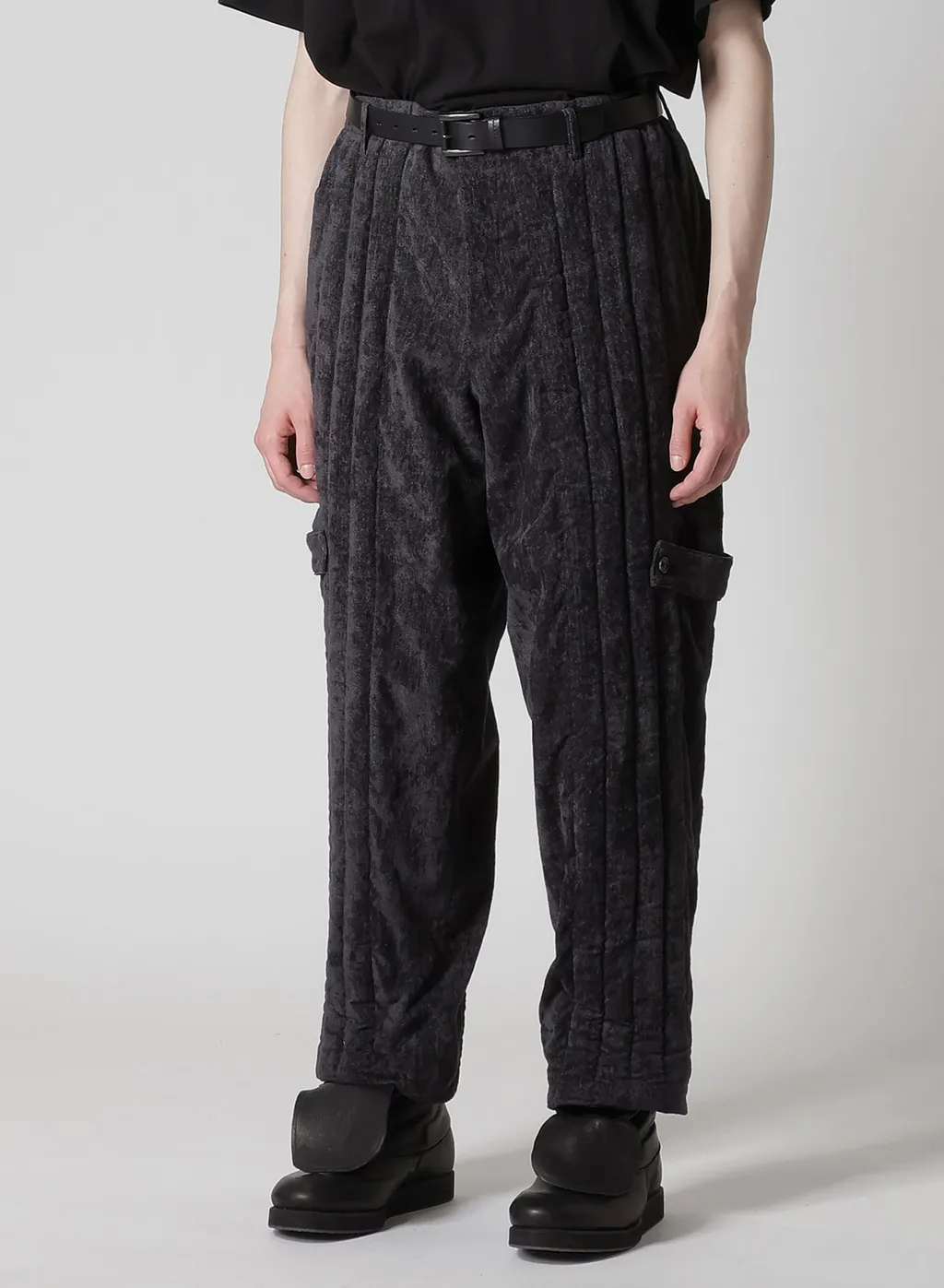 Linen Velvet Tab Detail Padded Pants
