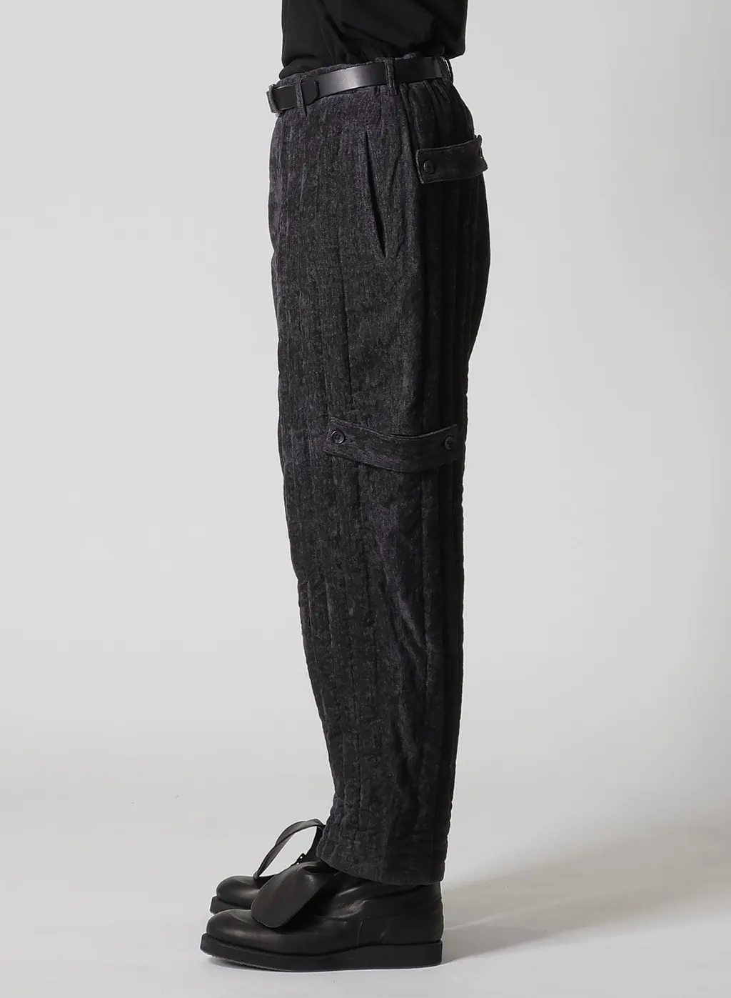 Linen Velvet Tab Detail Padded Pants