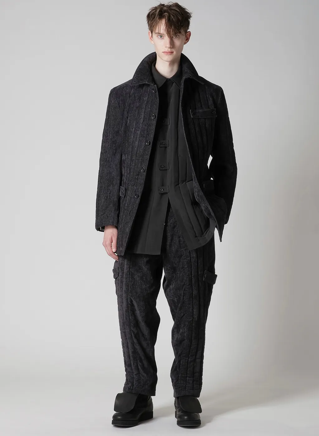 Linen Velvet Tab Detail Padded Pants