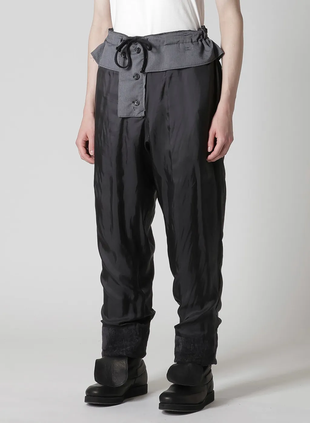 Linen Velvet Tab Detail Padded Pants