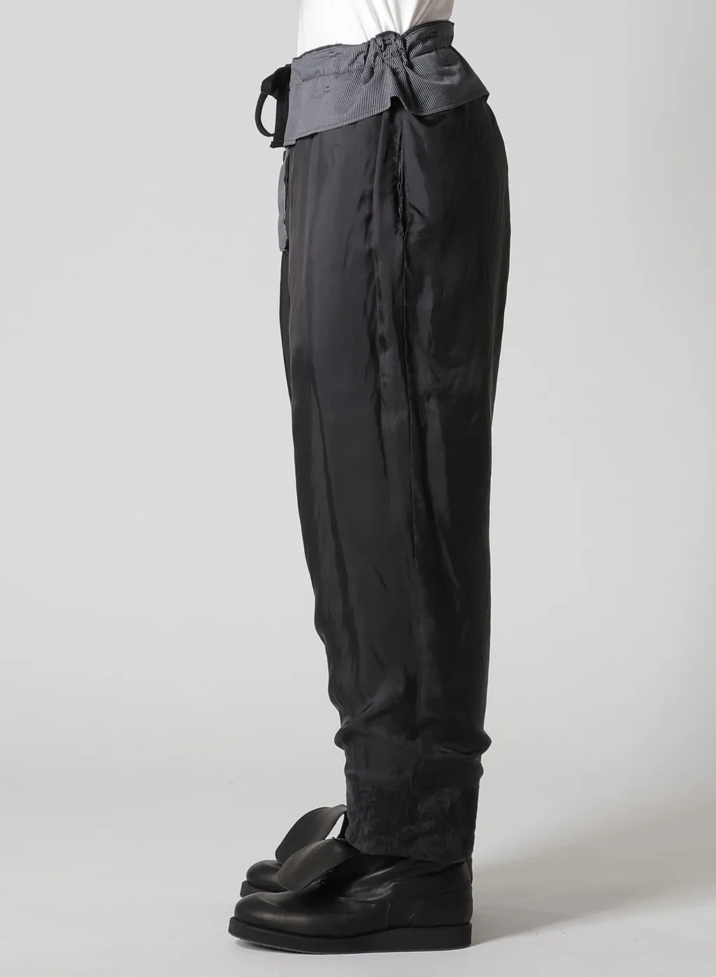 Linen Velvet Tab Detail Padded Pants