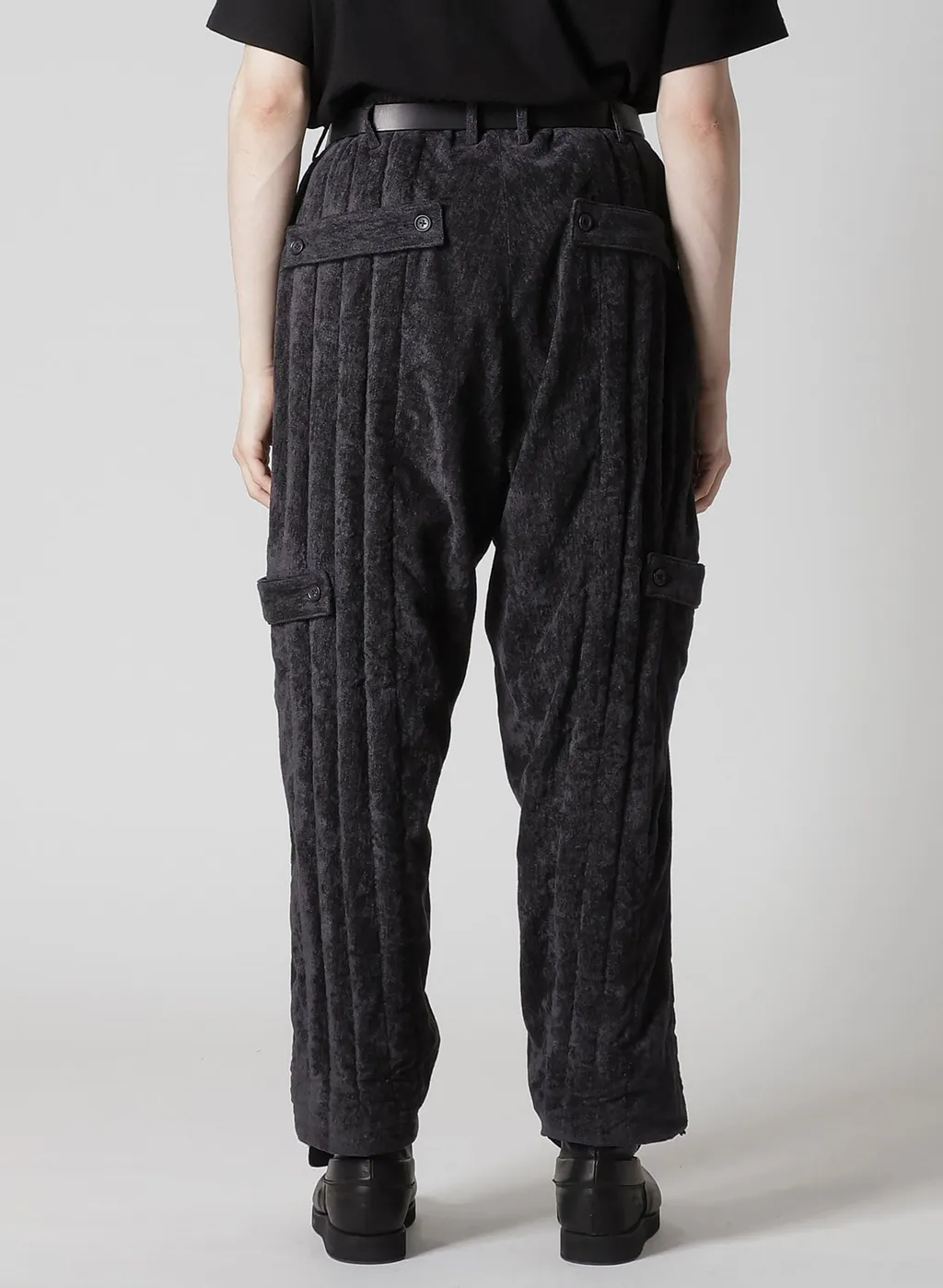 Linen Velvet Tab Detail Padded Pants