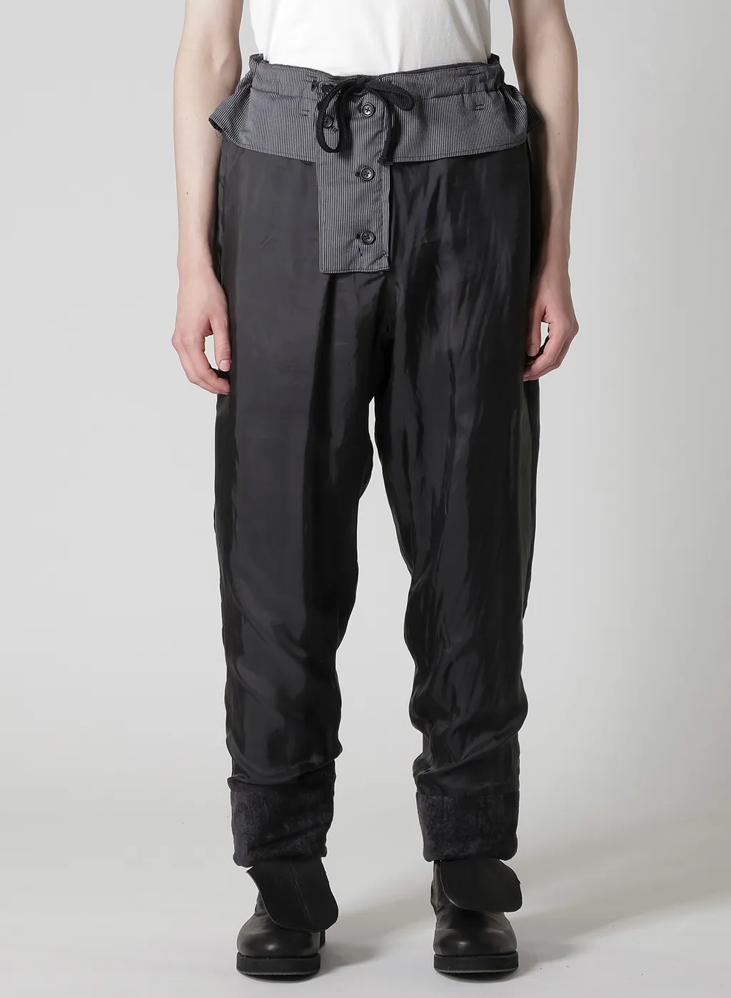 Linen Velvet Tab Detail Padded Pants