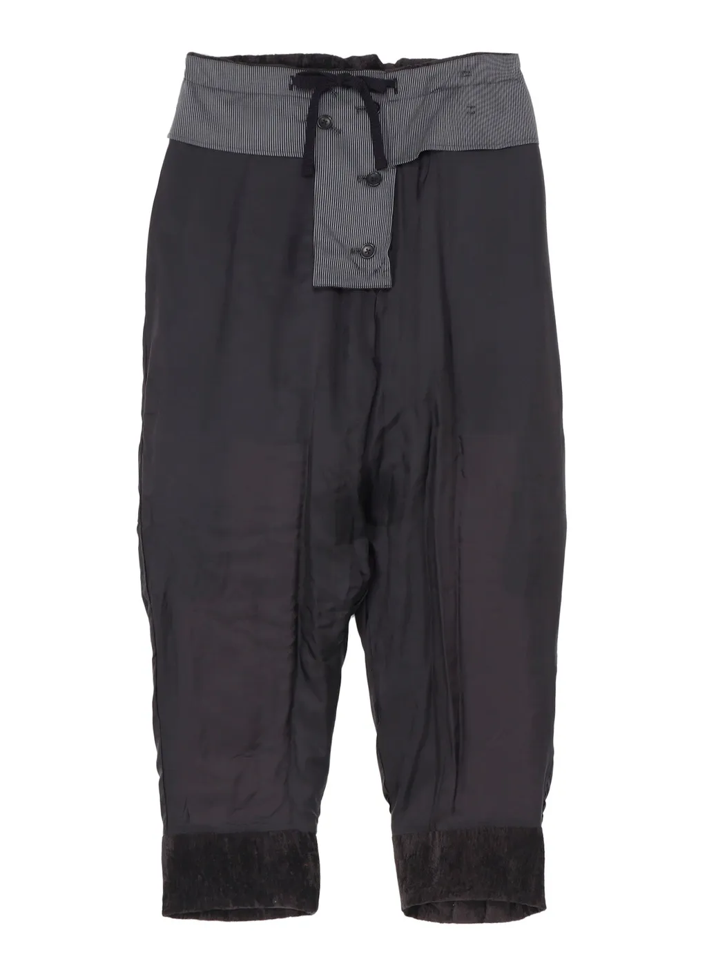 Linen Velvet Tab Detail Padded Pants