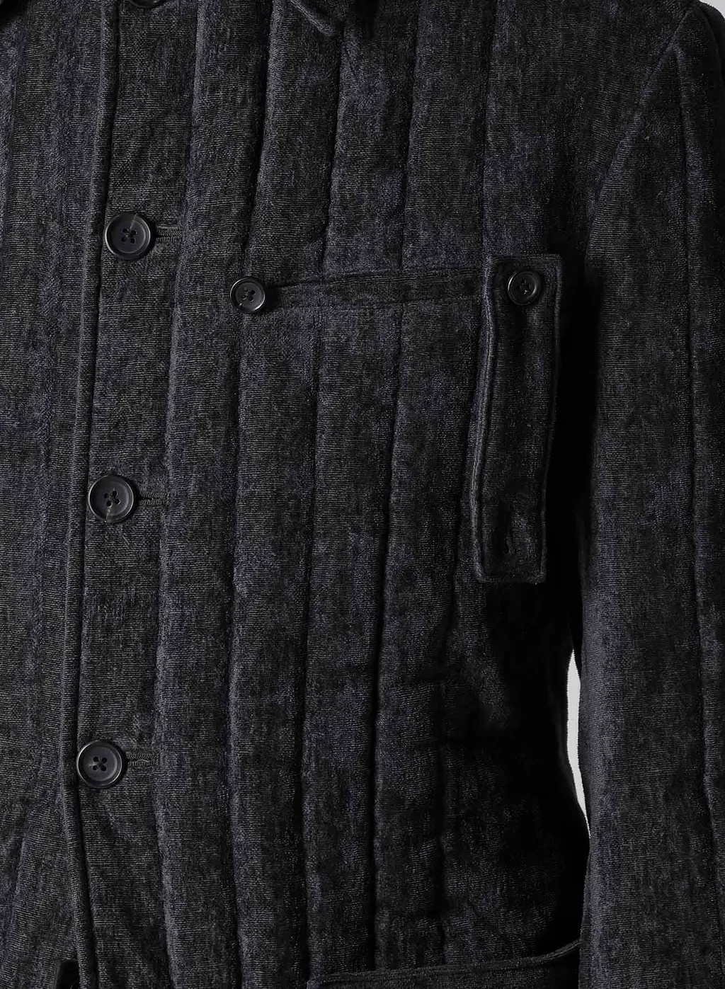 Linen Velvet Tab Detail Paded Jacket